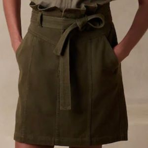 Twill mini skirt, olive color. Brand new with tags.